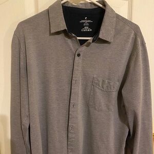 Fabletics Dash Gray Performance Button Down Shirt - Medium